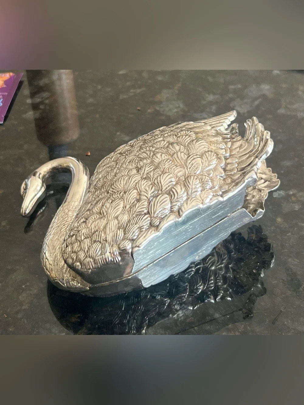 Vintage Godinger silver plate swan napkin/letter holder made in Italy